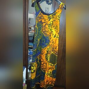 Vibrant Vintage Multicolor Hawaiian Sleeveless Dress